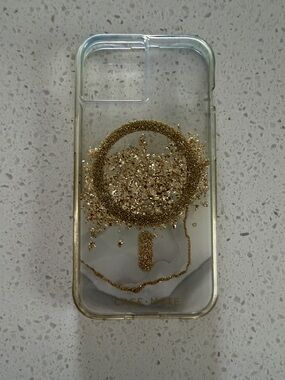 case-mate iPhone 15 Clear Phone Case with Gold Glitter Ring Accent